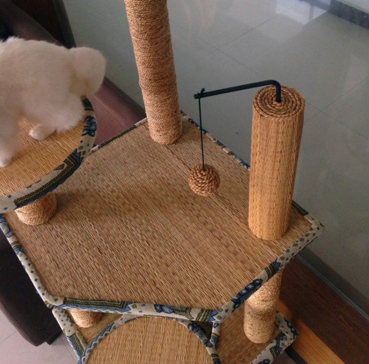 Straw Woven Cat Scratcher & Climber | Durable Natural Pet Activity Frame