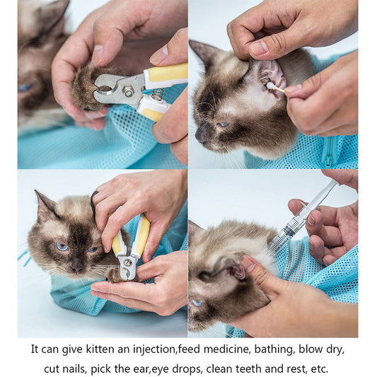 Adjustable Soft Cat Grooming Bag | Multifunctional Mesh for Bathing & Nail Trimming