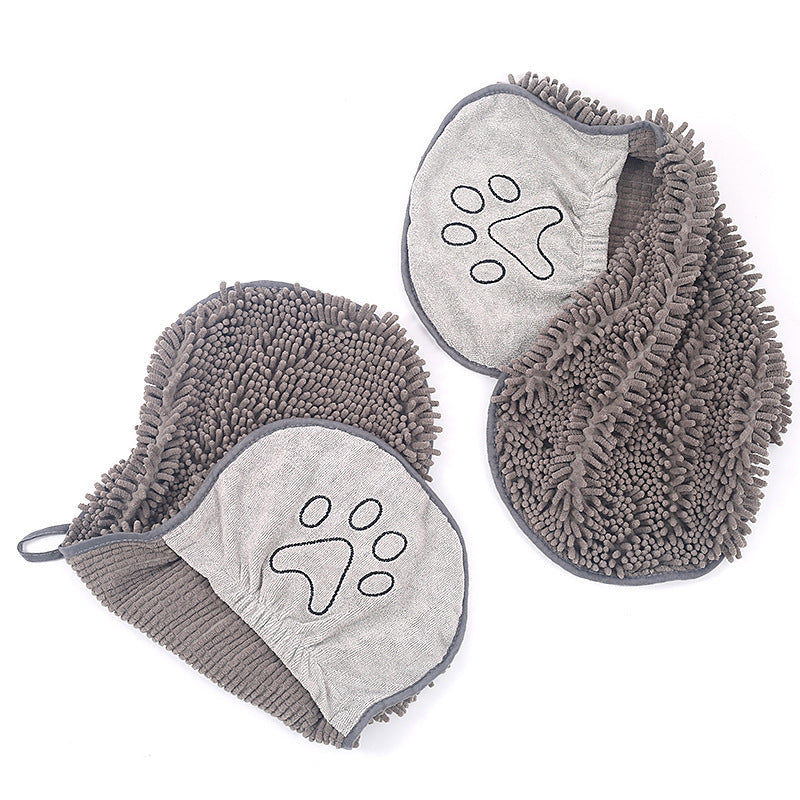 Soft Pet Scrubbing Towel Mitt | Gloved Bath Towel for Cats and Dogs