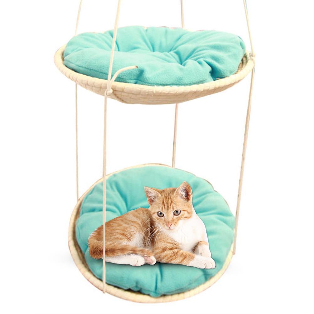 Natural Straw Cat Hammock & Climbing Frame | Handwoven Cat Nest Bed