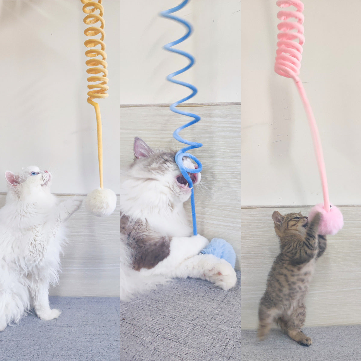 Interactive Cat Toy with Sucker Base | Spring Rabbit Fur Ball Teaser