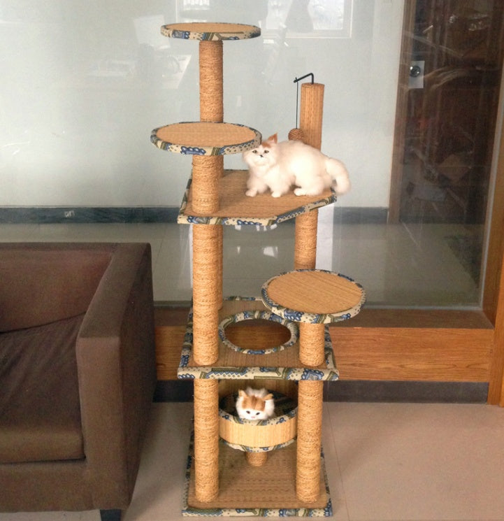 Straw Woven Cat Scratcher & Climber | Durable Natural Pet Activity Frame