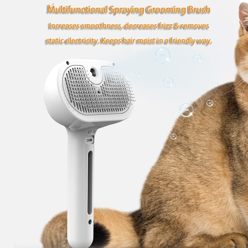 Mist Humidifier Dematting Tool | Self-Cleaning Dog & Cat Grooming Brush