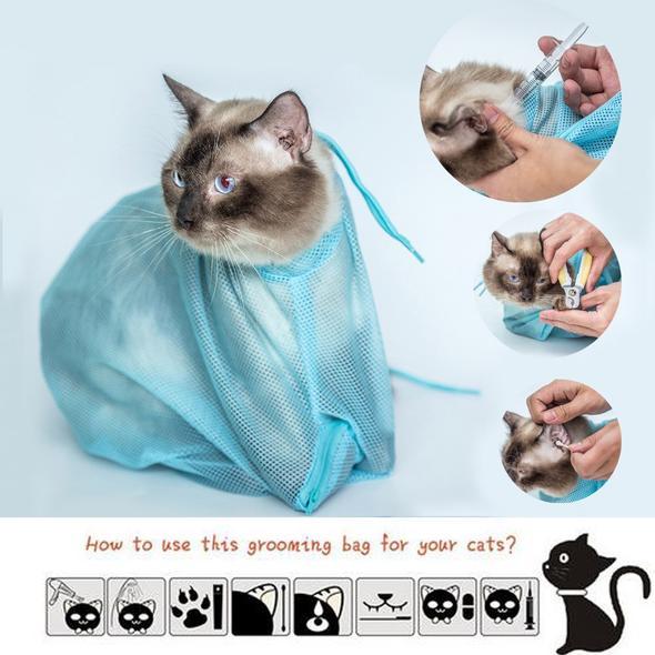 Adjustable Soft Cat Grooming Bag | Multifunctional Mesh for Bathing & Nail Trimming