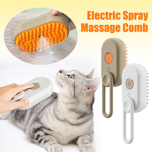 Steamy Dog & Cat Brush | Electric Spray Grooming Comb for Massage & Hair Removal