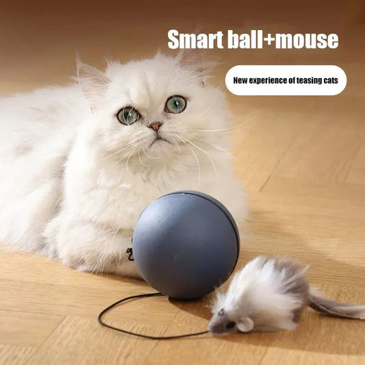 Intelligent Cat Teaser Ball | Automatic Moving Toy with Mouse Sounds for Pets