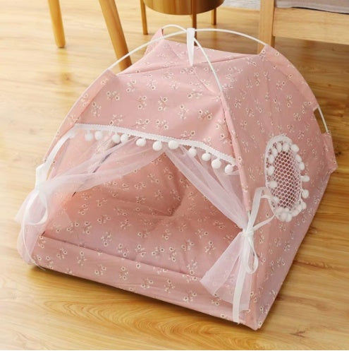 Removable & Washable Semi-Enclosed Pet Bed | Warm Snuggle Cave House
