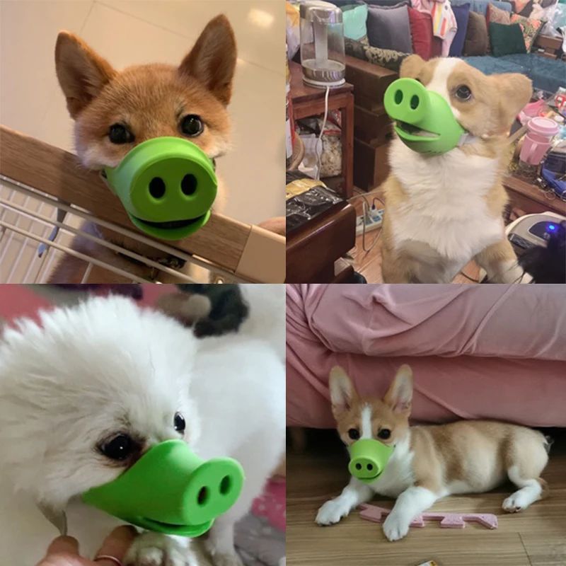 Dog Anti-Bite Piggy Mouth Muzzle Cover | Long Snout Pet Training & Daily Use