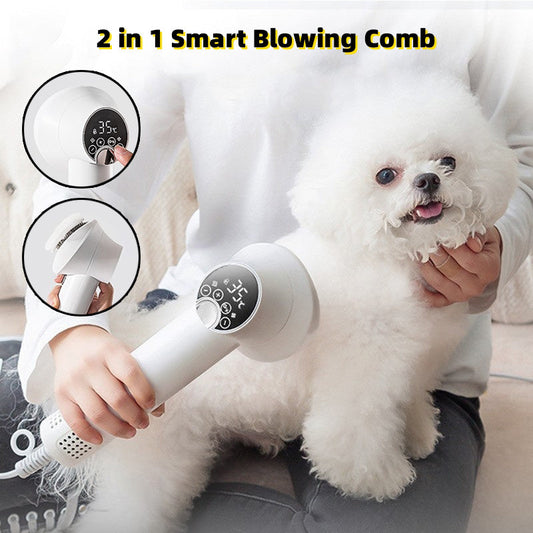 Smart Pet Hair Dryer & Comb | Silent, No-Harm Grooming Blower for Dogs & Cats